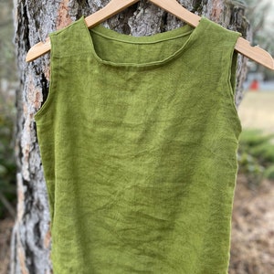 Moss green  tank top shirt for women’s, green top for ladies, linen shirt for woman, linen clothing, women tops, shirts spring summer shirt