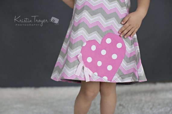 Pink Chevron Dress With Polka Dots ...