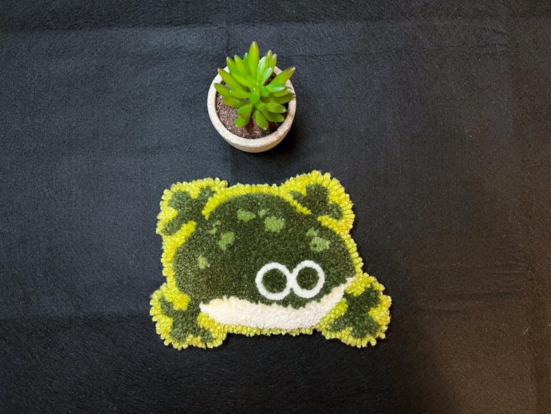 Fluffy Froggie Tufted Rug – Handmade Frog Coaster Original Creature ...