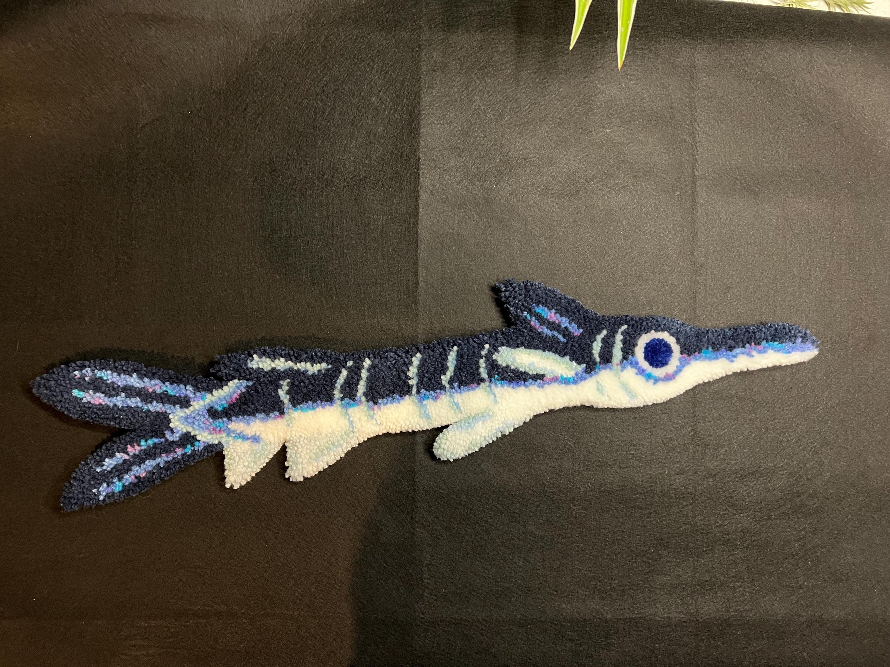 Sword Fish Rug Swordfish Garfish Tufted Rug, Handmade Fish Creature, Wall and Floor ...