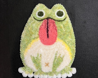 Frog Tufted Rug – Whimsical Handmade Animal Rug, Wall Decor, Coaster, or Desk Mat