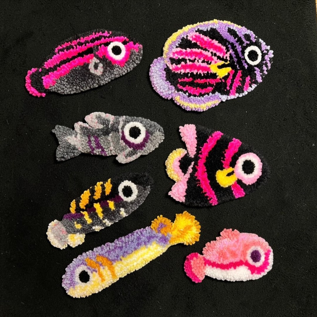 Fish Tuft Rug Colorful Reef Fish Tufted Mini Rug, Fuzzy Fish Coaster Ocean Decor ...