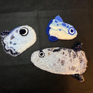 Alfombra con mechones Sunfish Mola Mola, decoración de pared mullida, llavero, posavasos, hilo mezclado a mano