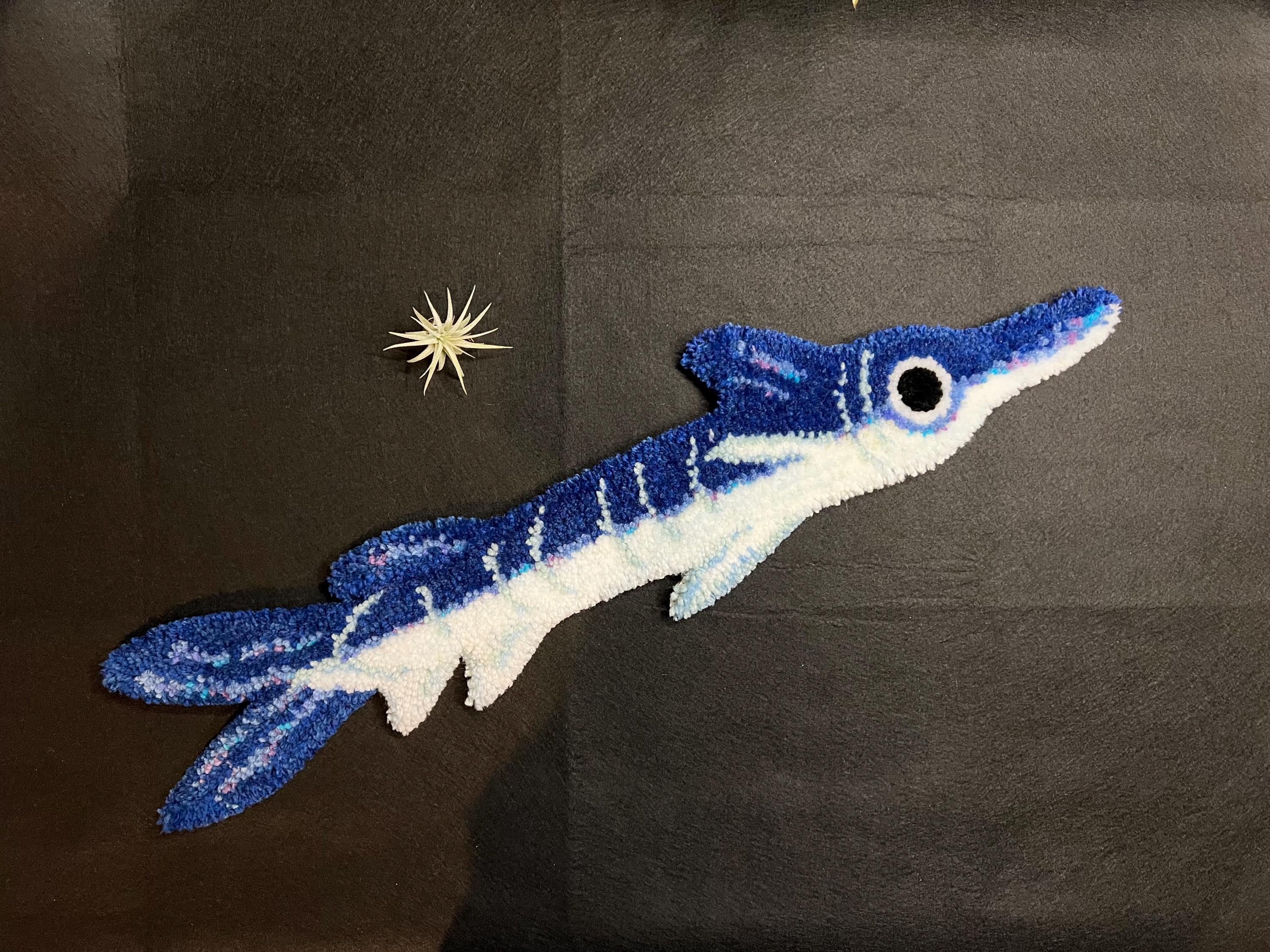 Sword Fish Rug Swordfish Garfish Tufted Rug, Handmade Fish Creature, Wall and Floor ...