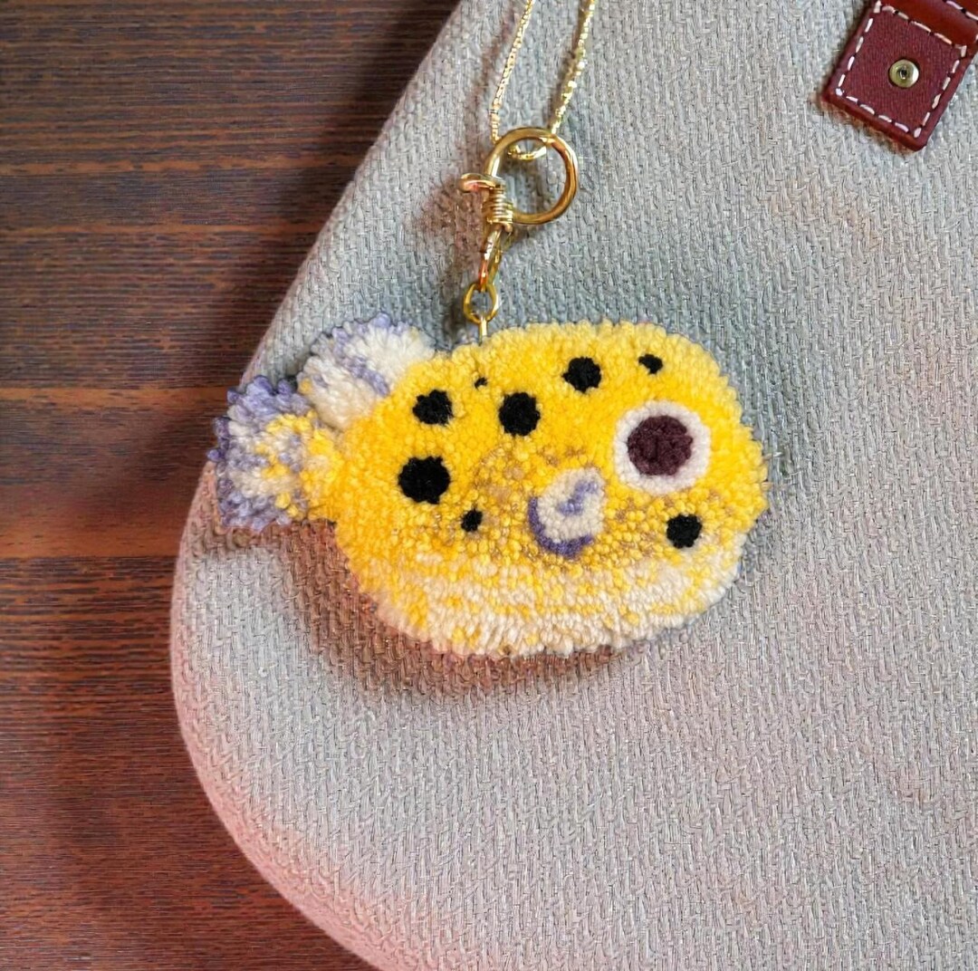 Fuzzy Box Fish Keychain, Tufting Wall Decor, Coaster, Fun Fish Pal - Etsy