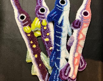 Swordfish Garfish Tufted Rug, Handmade Fish Creature, Wall and Floor Decor, Desk Keyboard Mat