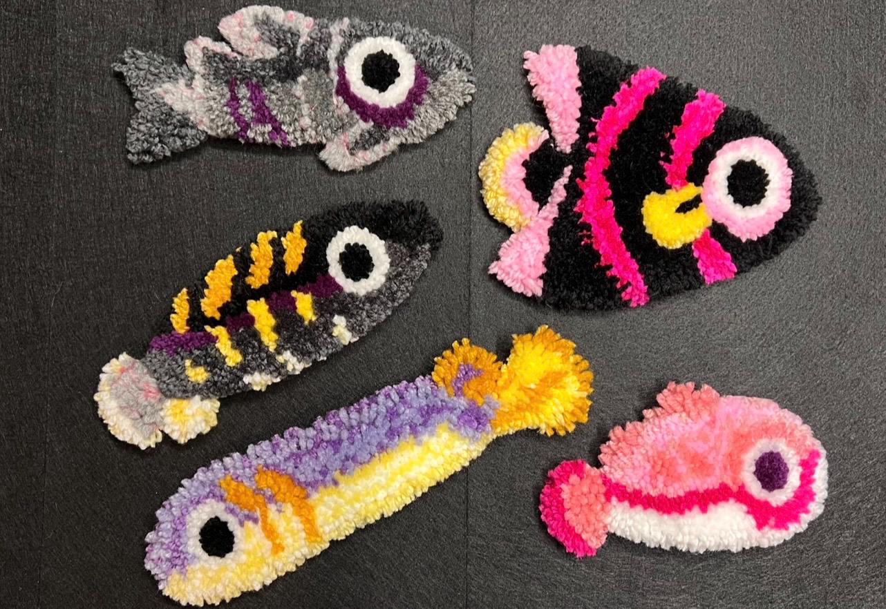 Fish Tuft Rug Colorful Reef Fish Tufted Mini Rug, Fuzzy Fish Coaster Ocean Decor ...