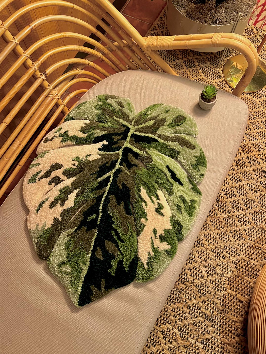 Large Monstera Rug, Green Tropical Leaves Tufting Carpet, Botanical ...