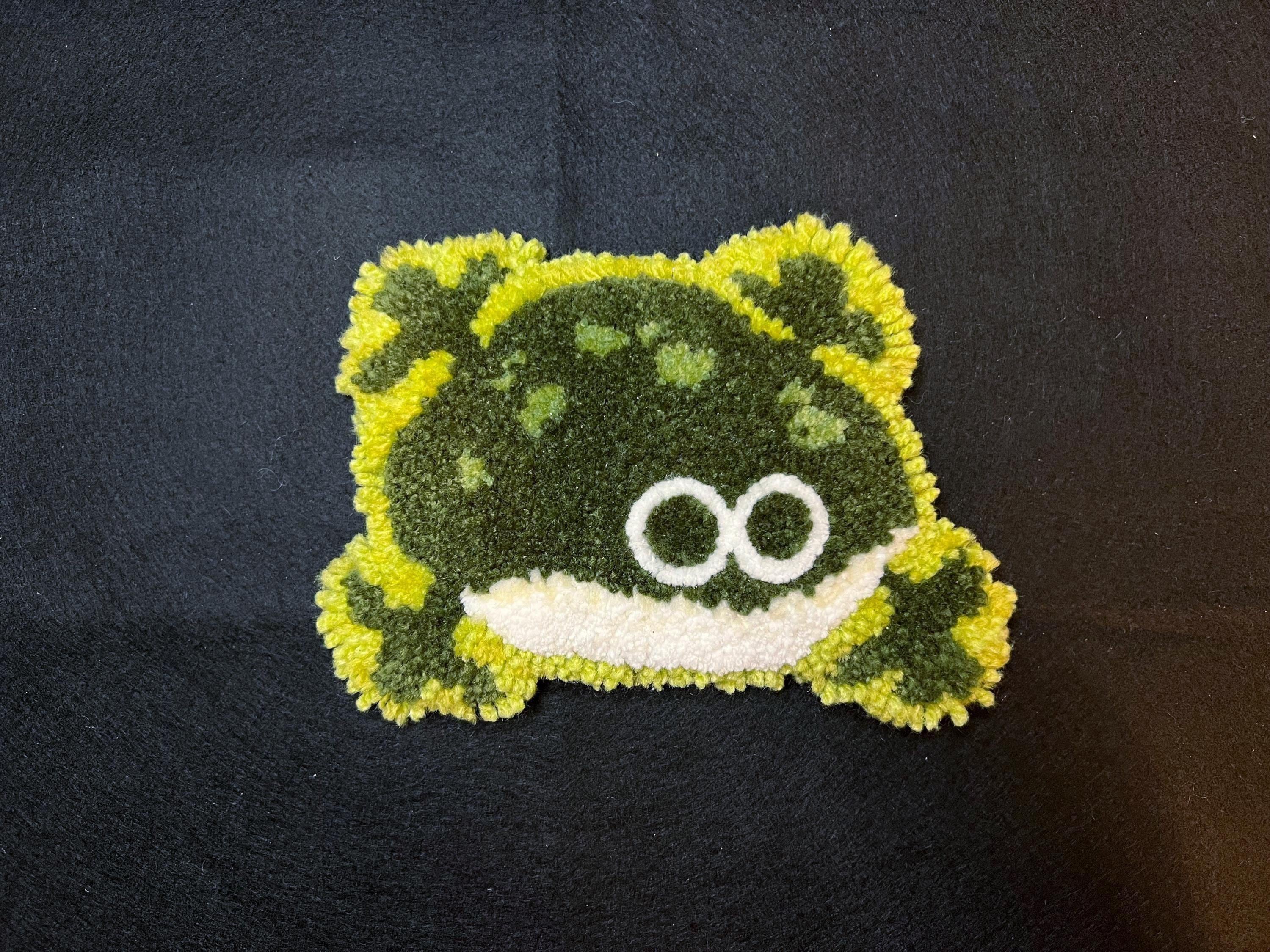 Frog Rug Tufted Fluffy Froggie Tufted Rug – Handmade Frog Coaster Original Creature ...