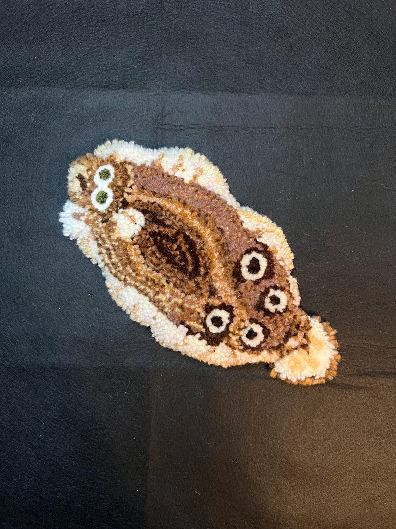 Flounder Tufted Fish Rug – Wall Decor, Coaster, Hand-Mixed Yarn image 5