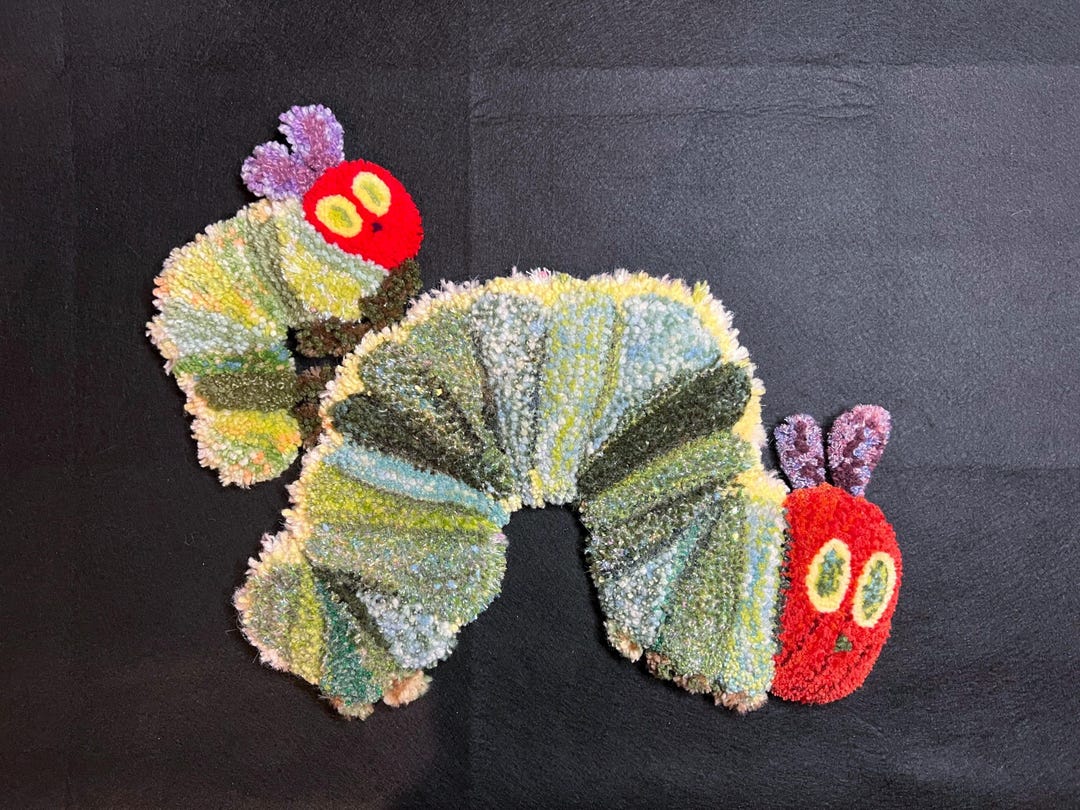 Caterpillar Tufted Rug – Handmade Mixed Yarn Creature, Soft Fluffy ...