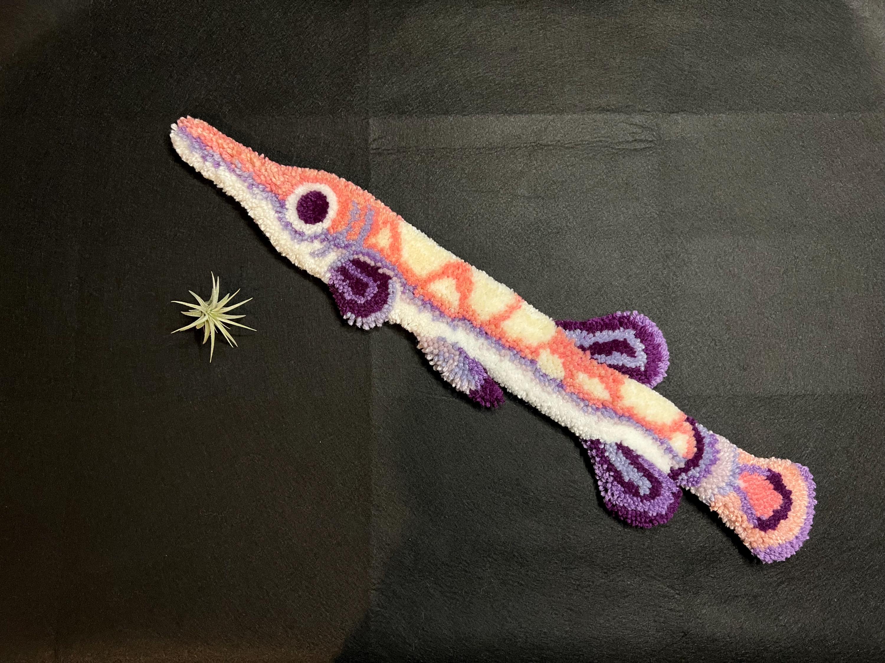 Sword Fish Rug Swordfish Garfish Tufted Rug, Handmade Fish Creature, Wall and Floor ...