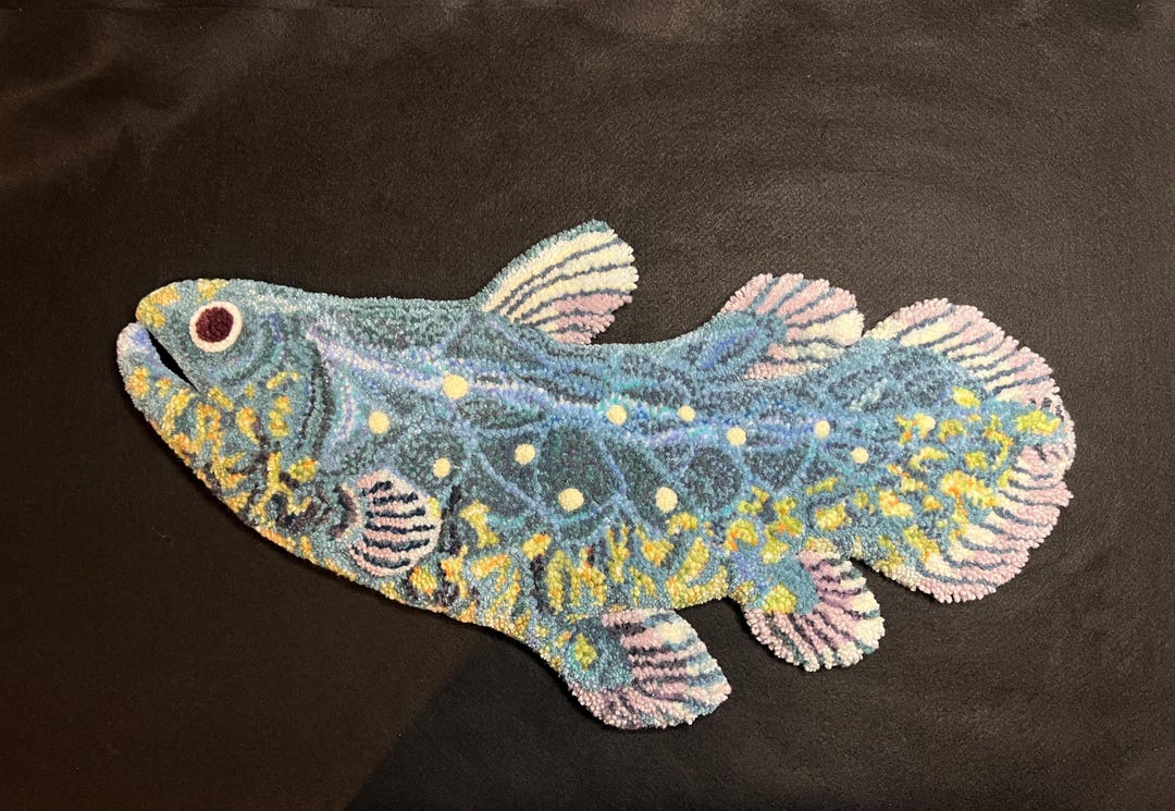 Fish Tuft Rug Blue Coelacanth Fish Tufted Rug, 24