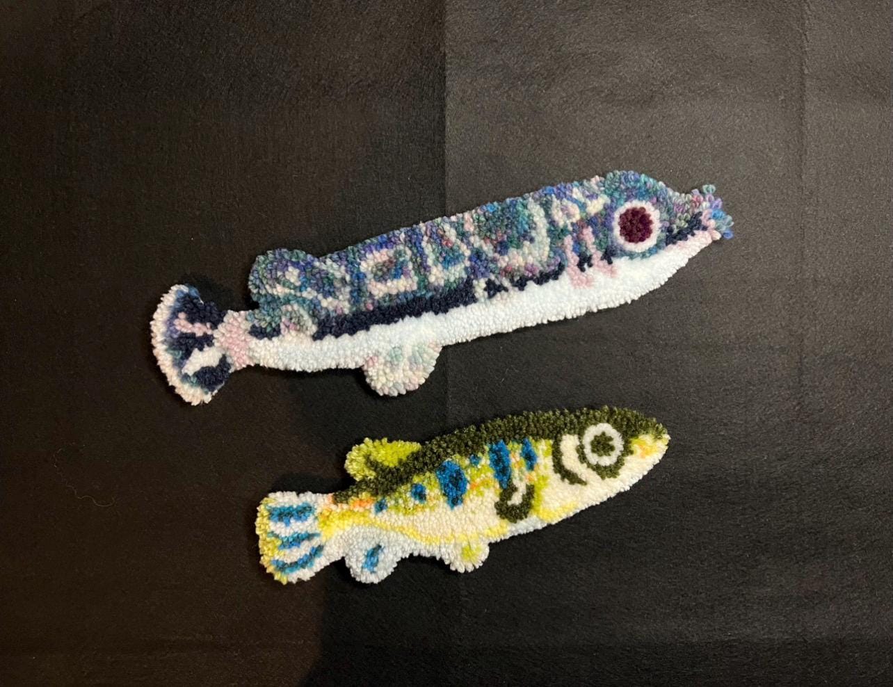 Tufted Fish Rug, Animal Wall Decor, Desk Mat & Coaster, Handmade Wool Yarn Gift