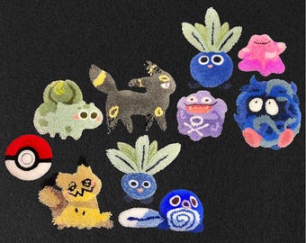 Op Pokemon geïnspireerde wanddecoratie getuft vloerkleed, minitapijt anime gamepersonage, handgemaakte kunst tuft
