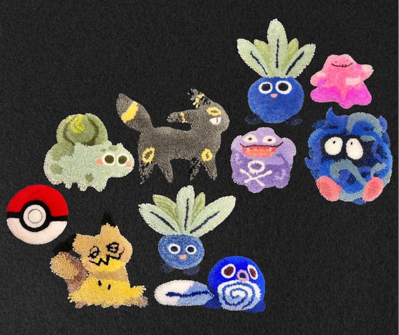 Pokemon Inspired Tufted Rug Wall Decor, Anime Game Character Mini Rug ...