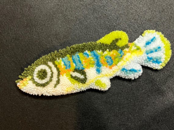 Grass carp tufted fish rug, Mixed Yarn Fish Wall Art, Soft Textured Handmade Decor