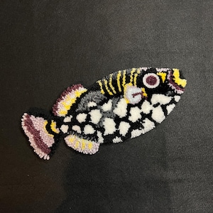 Triggerfish Tufted Rug, Fuzzy Ocean Wall/Floor Decor, Colorful Coastal Handmade Fish Rug