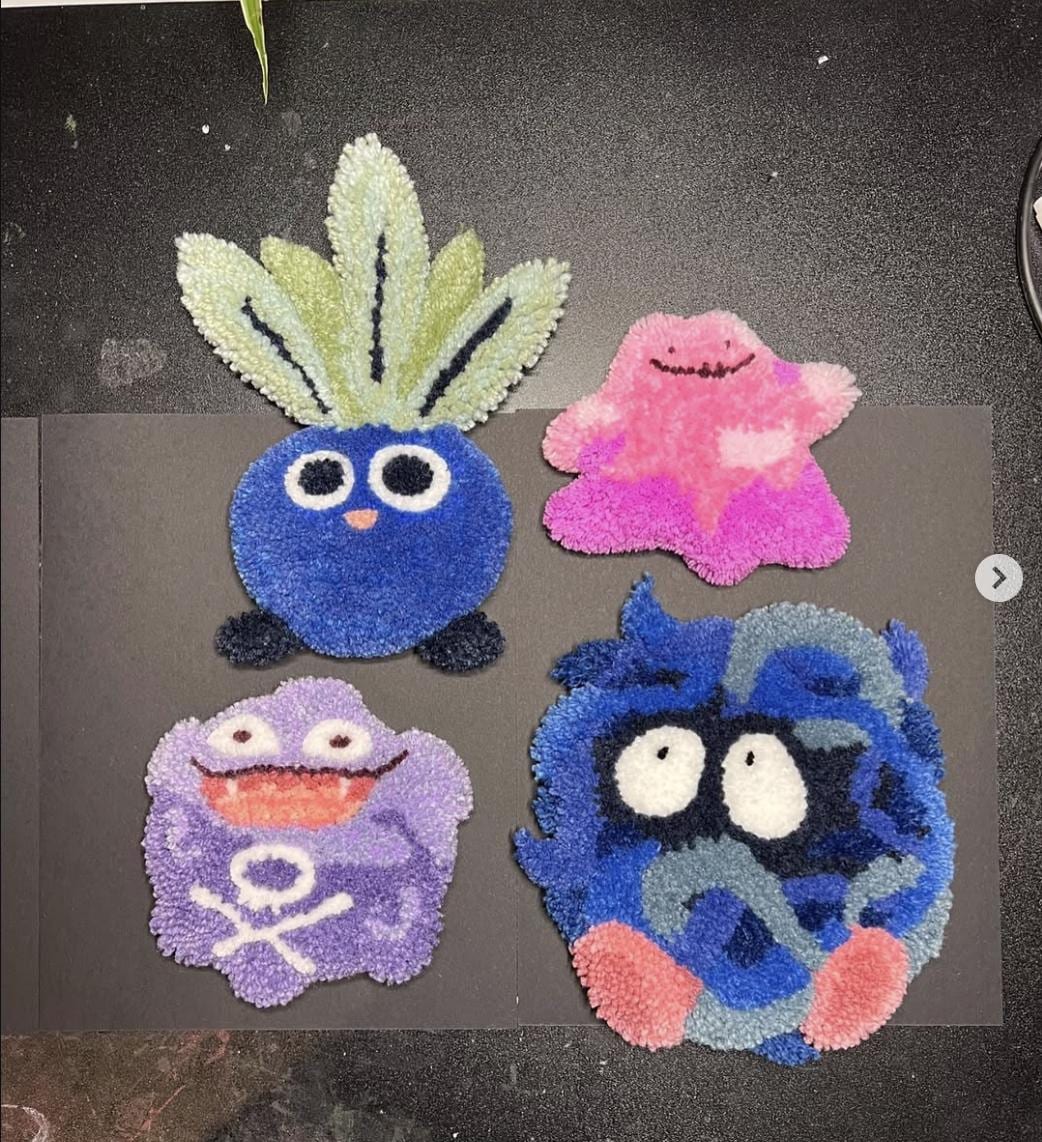 Pokemon Inspired Tufted Rug Wall Decor, Anime Game Character Mini Rug ...