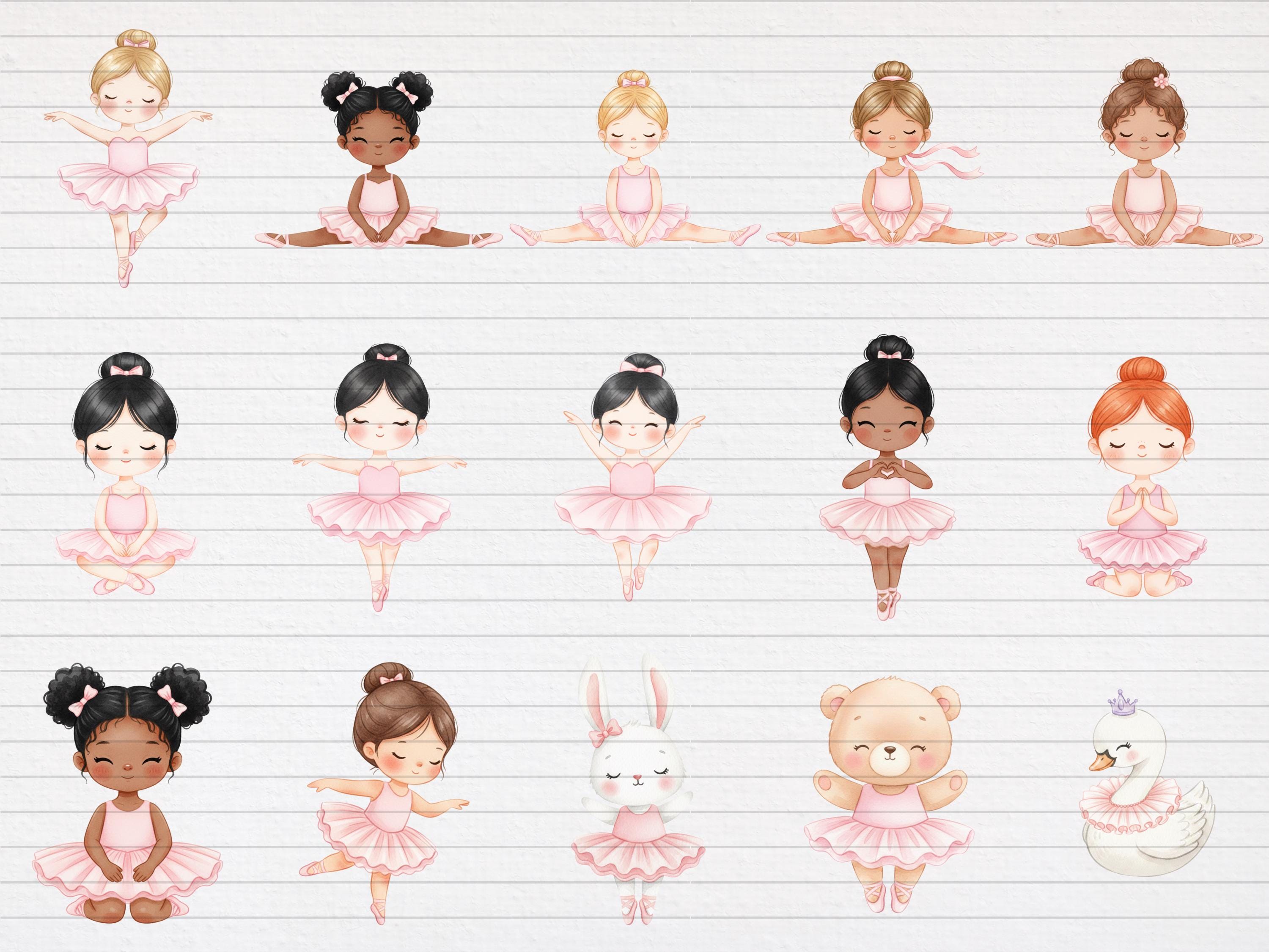 Watercolor Little Ballerina Clipart Cute Girl Dancer PNG Bundle ...