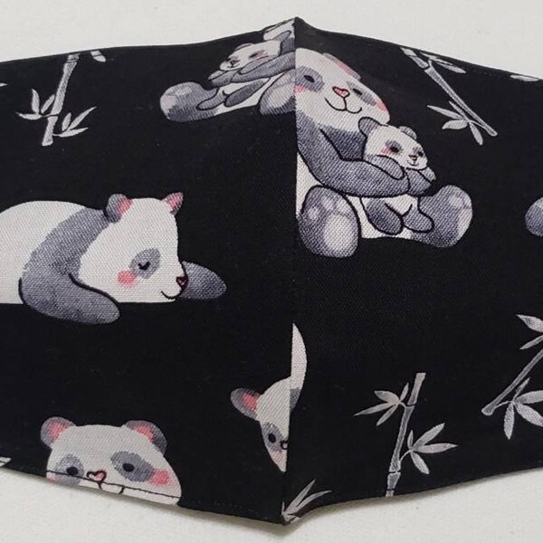 Lindo Panda Osos 100% Algodón Máscara de cara de cualquier tamaño