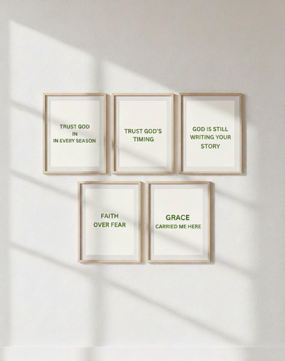 5 Luxury Christian Wall Art Printable | Faith Quote Set of 5 | Neutral ...