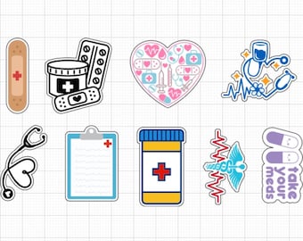 12 Count Medicine Themed Laptop and Decorative Stickers