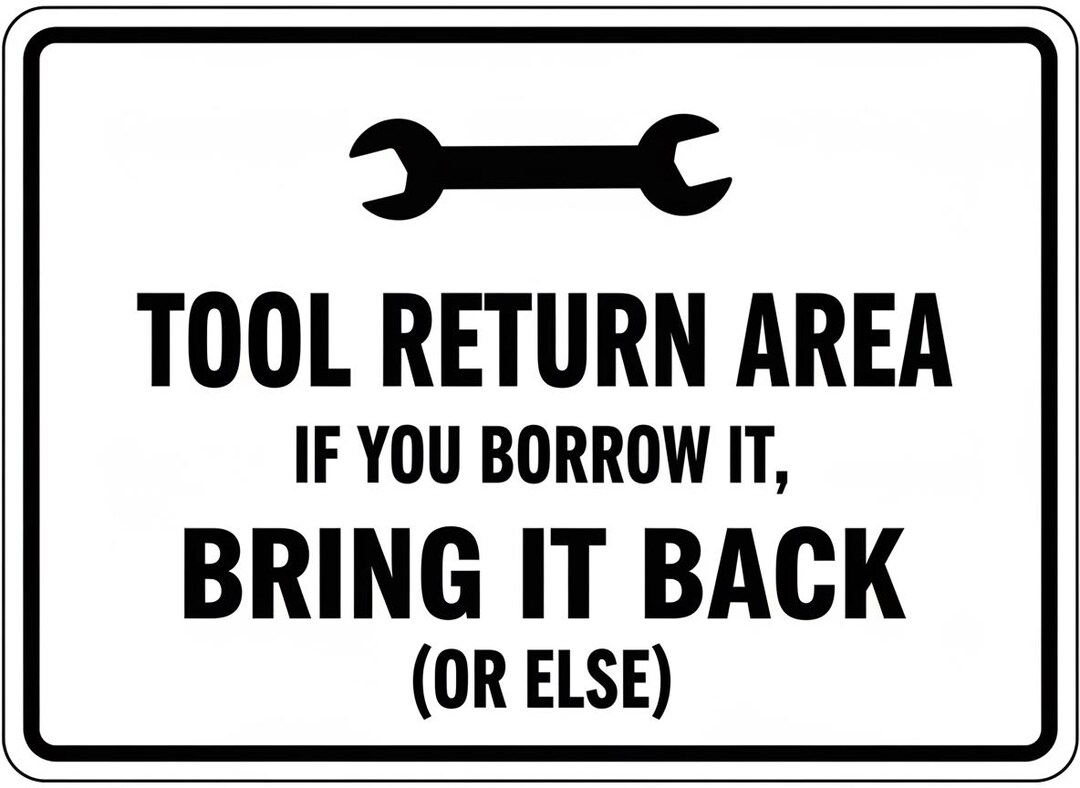 Tool Return Area Sign Printable | Funny Tradie Workshop Poster | Tool ...