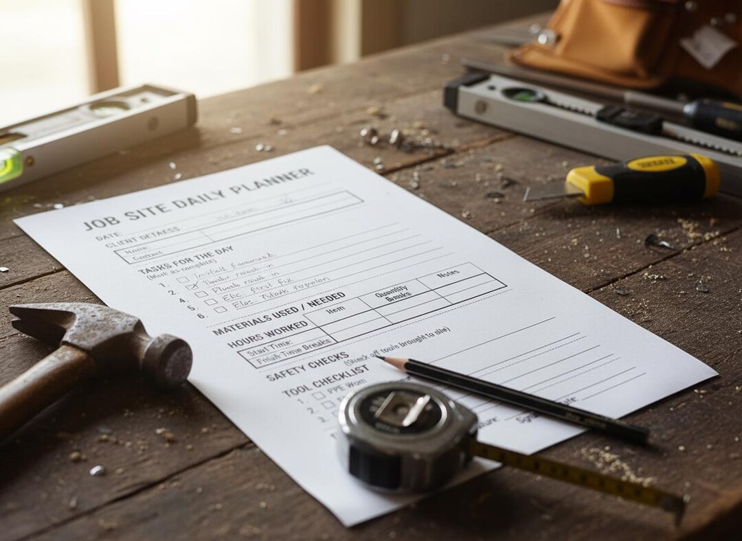 Worksite Tasks Job Site Daily Planner | Tradie Work Log, Task Checklist (A4 Instant ...