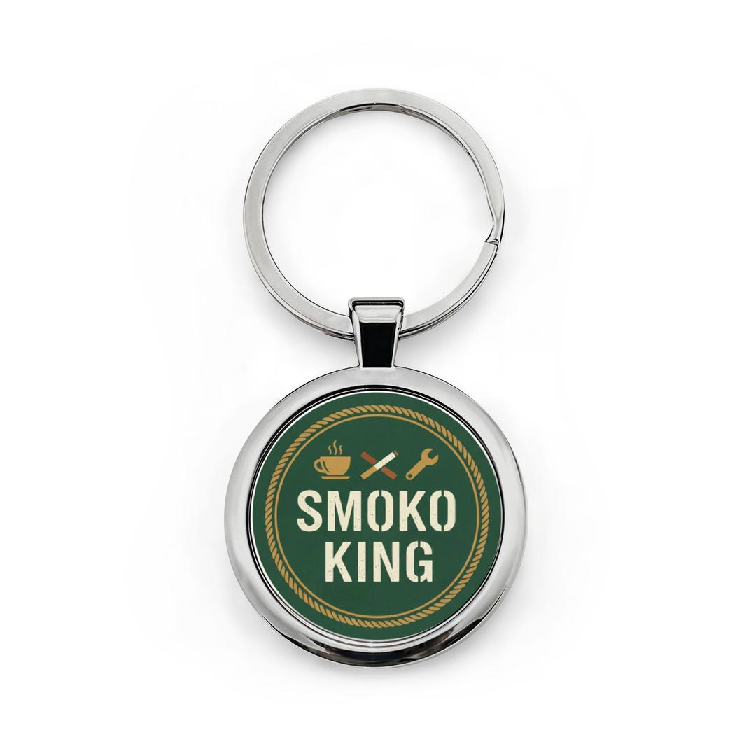 Key Rings Smoko Smoko King Badge Keychain | Round Stainless Steel Keychain - Etsy