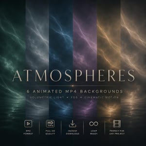 Cinematic Motion Backgrounds | 6 Animated MP4 Backdrops with Matching PNGs | Volumetric Light & Fog