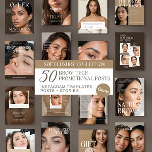 Brow Instagram Templates | 50 Brow Artist Canva Posts | Brow Social Media Templates | Brow Tech Marketing Content | Beauty Business Posts
