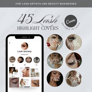 Lash Tech Instagram Highlight Covers | Editorial Canva Templates (Digital Download)