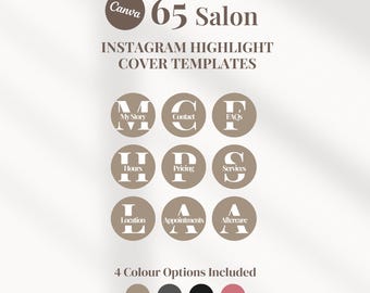 Hairstylist Instagram Highlight Covers | Minimal Initial Salon Branding (Canva)