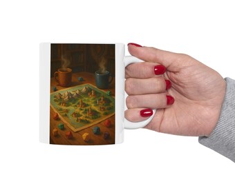 Dungeons & Dragons Map Tasse - Kuschelige DnD Kaffeetasse mit Würfel, Geschenk für Dungeon Master, Tabletop RPG