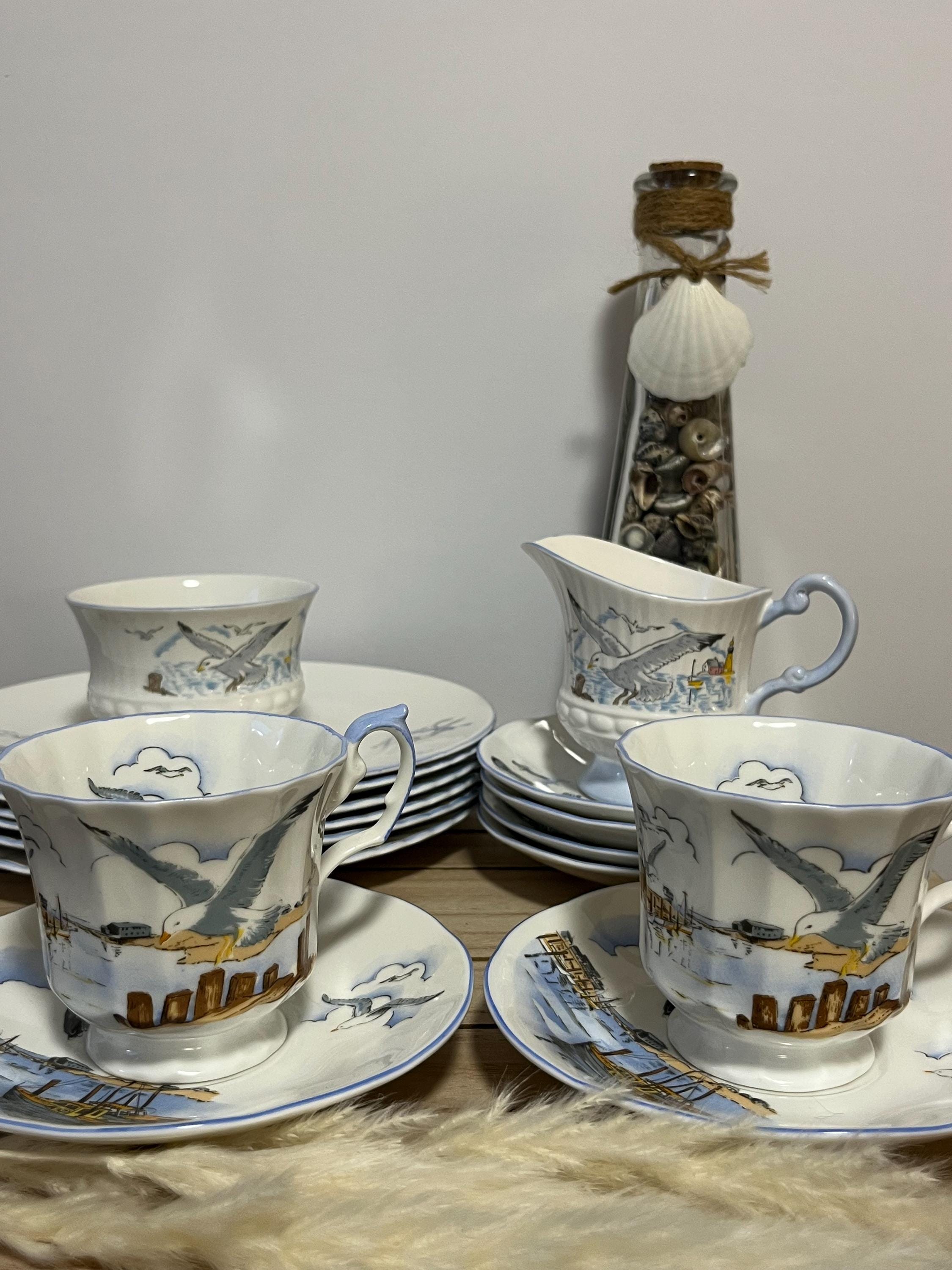 Occasion – Service à Thé En Porcelaine Jaune, Motif Floral, Vintage, 6 Personnes