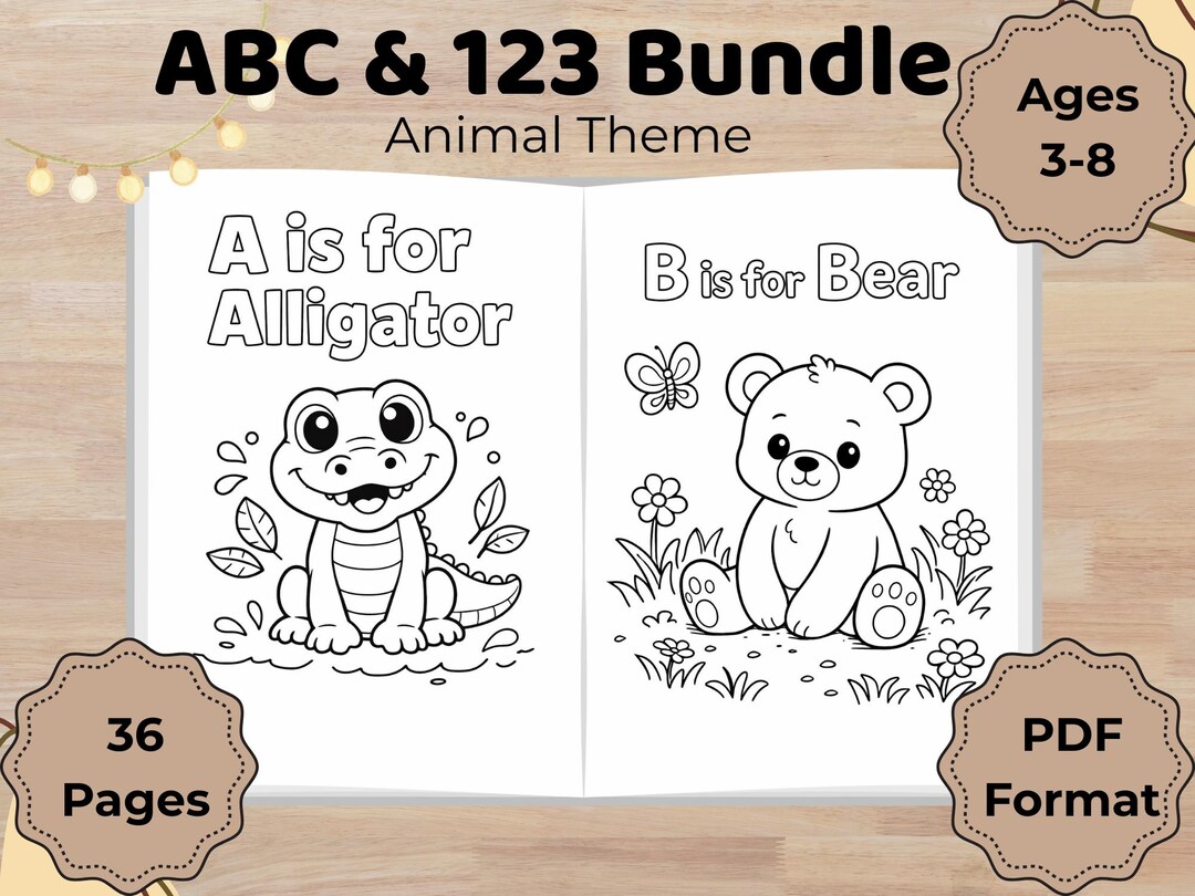 Alphabet & Numbers Coloring Bundle for Kids, ABC + 123 Printable ...