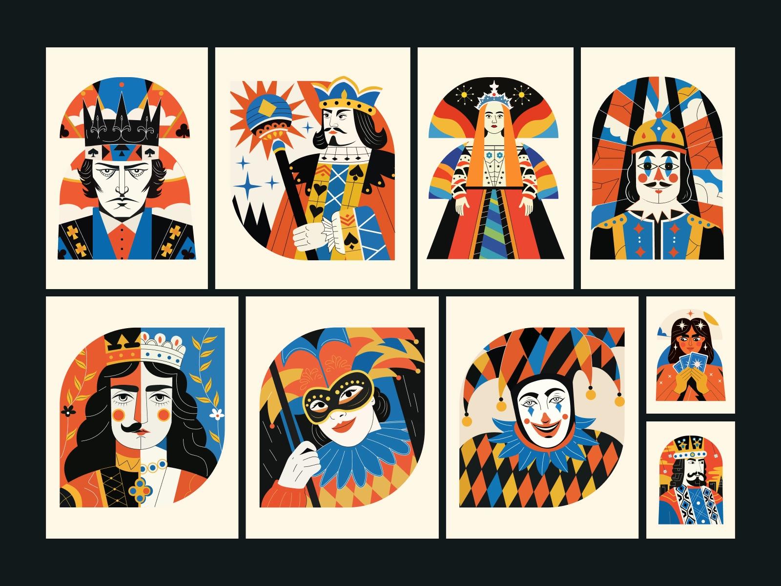 75 Flat Design Playing Card Vectors | Trendy Royal Card Illustrations ...