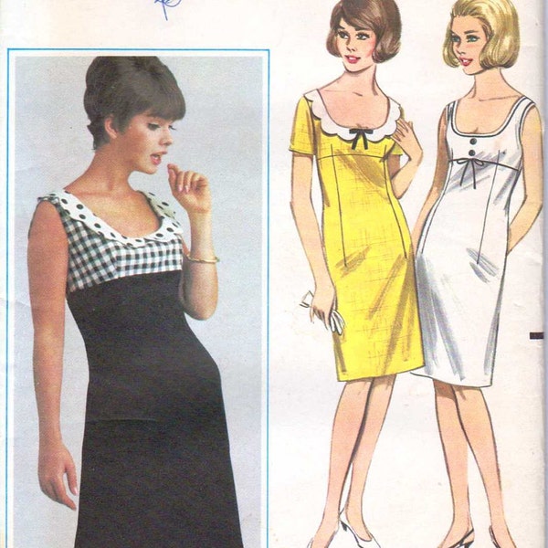 Vintage 60's High Waisted Dress Scalloped Collar Size 10 Bust 30 Butterick 3526 UNCUT FACTORY FOLDED