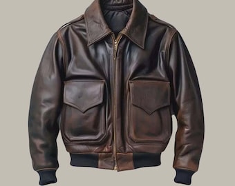 Vintage 90s J & C Haward Inc Type A-2 Cowhide Leather Flight