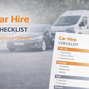 Car Hire Checklist Printable | Vehicle Rental Inspection Form | Private Car Hire Damage Checklist | UK Car Rental Template