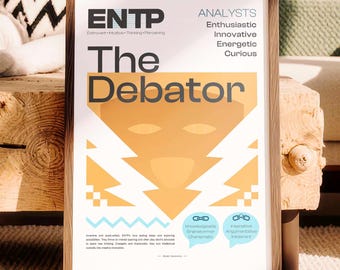 Myers Briggs ENTP, Minimalist Poster, Home Decor Wall Art, Psychology Art Print Modern Artwork Informational Gift Printable Digital Download