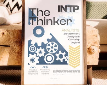 Myers Briggs INTP, Minimalist Poster, Home Decor Wall Art, Psychology Art Print Modern Artwork Informational Gift Printable Digital Download