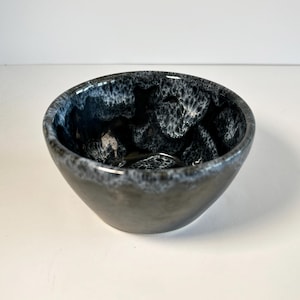 Dryden Pottery Bowl from Hot Springs Arkansas, Black & White Drip Glaze Studio Ceramic, Black Sea Foam Bowl