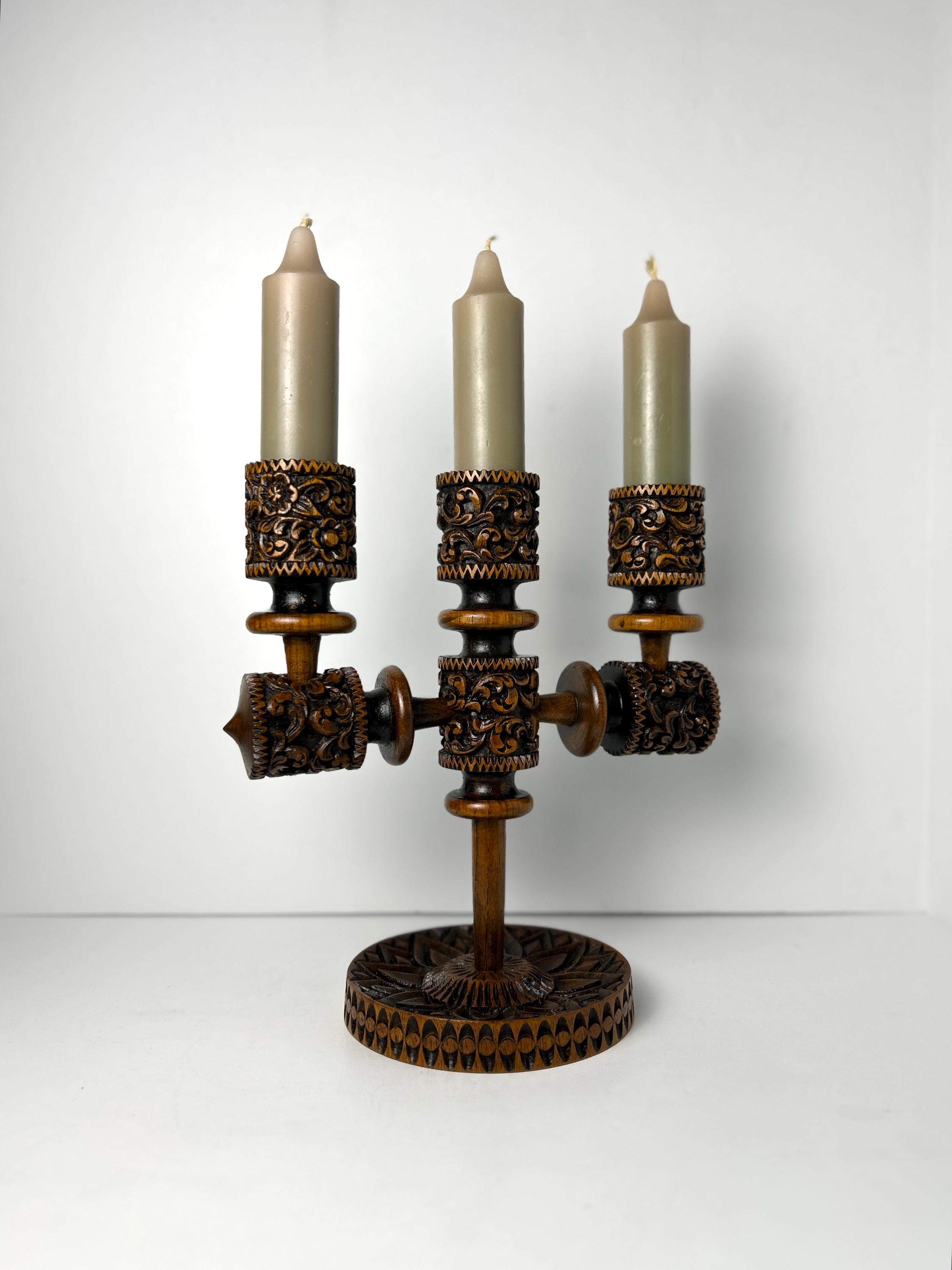 Vintage ornate wooden candlesticks - Etsy 日本