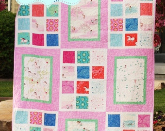 beginner PDF pattern Instant Download easy quilt pattern lap quilt fat quarter quilt