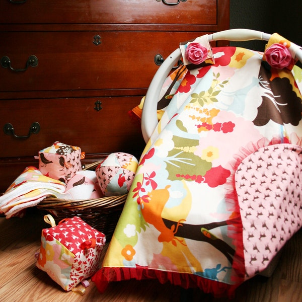 PDF Sewing Pattern "Oh Baby" Car Seat Canopy Cover, Baby Toys, Burp Cloths Tutorial