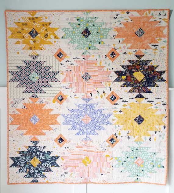 modern quilt pattern PDF Wild Blooms  Instant Download tribal