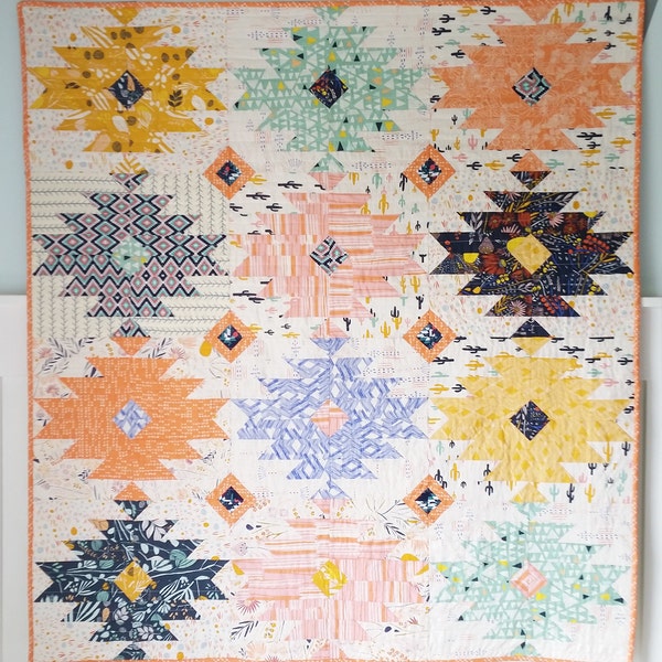 modern quilt pattern PDF Wild Blooms  Instant Download tribal