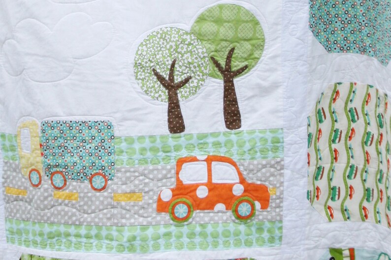 PDF Quilt Pattern//Boy Quilt Cars Helicopter Truck//On the Go image 4